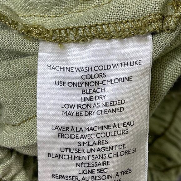 Pilcro Anthropologie Smocked Printed Linen Wide Leg Jumpsuit Medium Moss Floral - Picture 11 of 16